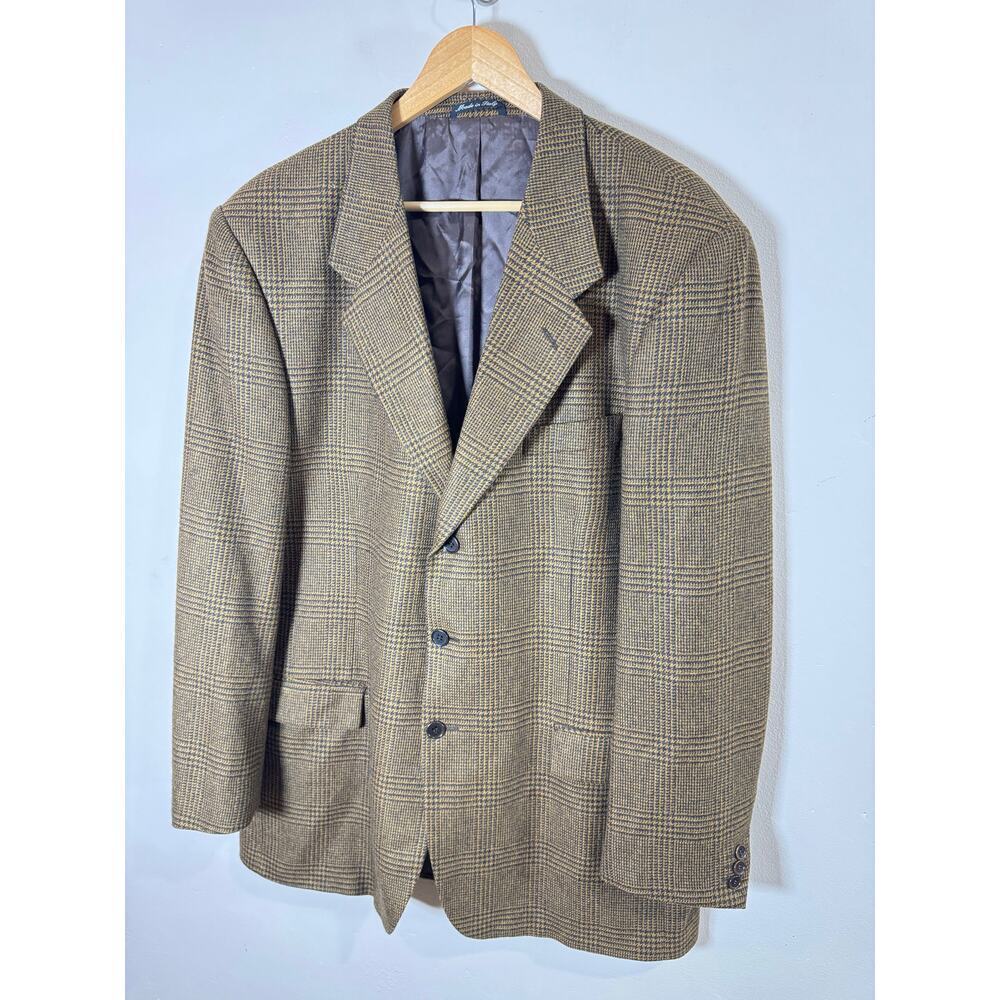 Ing Loro Piana & C Mens Blazer Tweed 3 Button 100% Cashmere Tweed Plaid 46 Italy